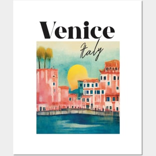 Venice Landscape Italy Travel Poster Retro Wall Art Illustration Posters and Art